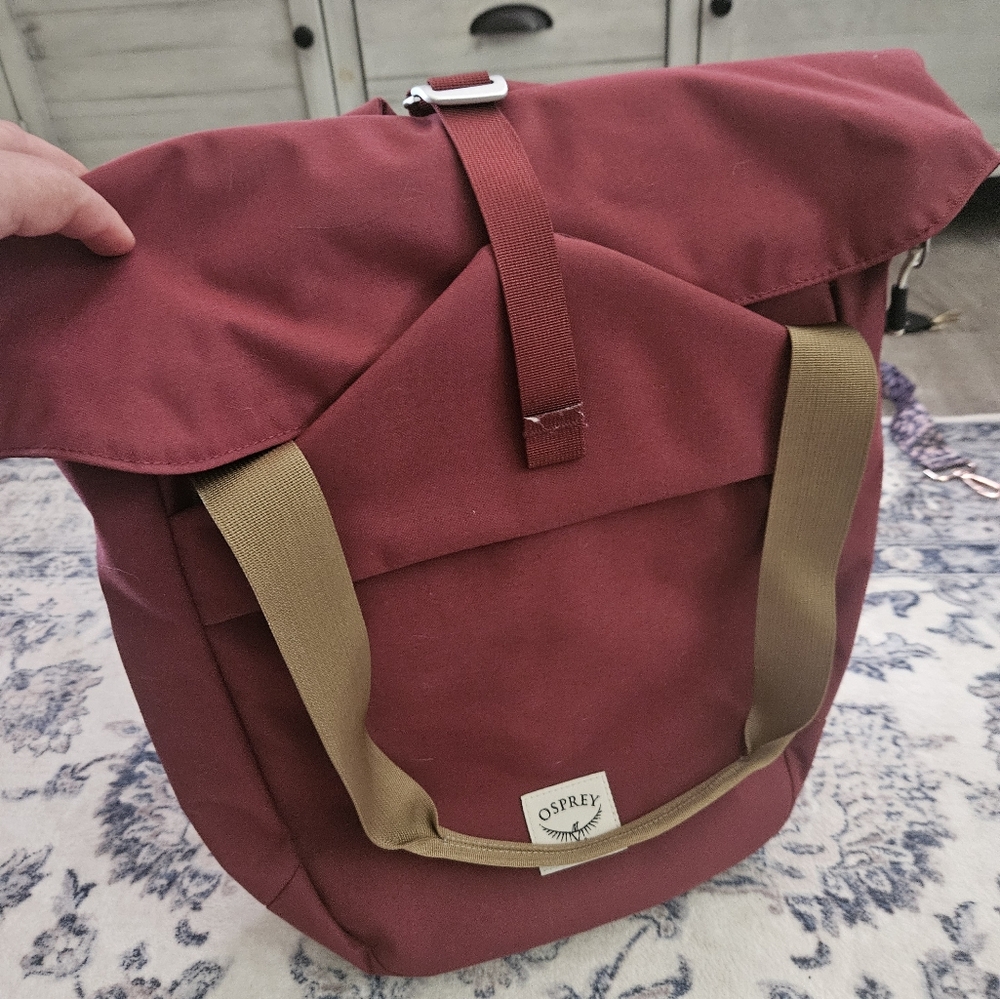 Osprey Red and Tan Backpack Durable Canvas Design